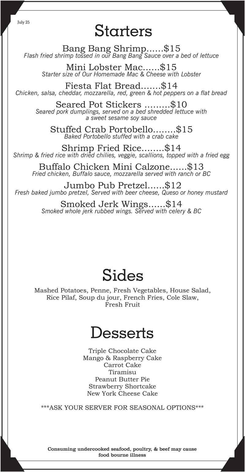 Beez Bistro chef specials page 2 June 2025